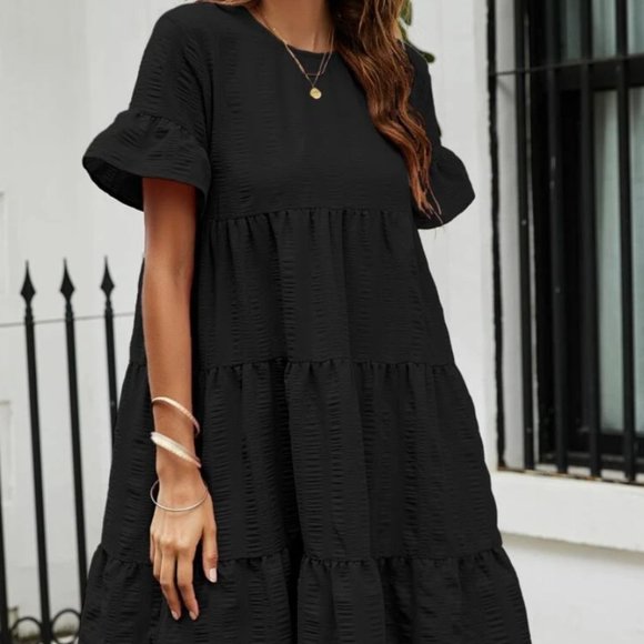 SHEIN Flounce Sleeve Smock Dress - Sz M - Picture 1 of 3